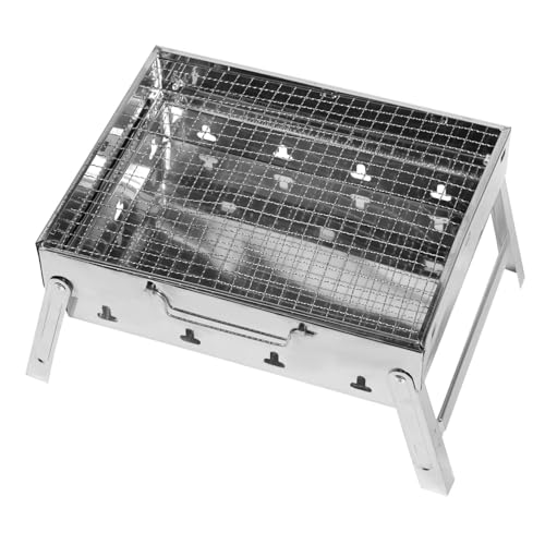 BESTonZON Klappbarer Bbq Grill aus Edelstahl Robuster Langlebiger Outdoor Holzkohlegrill für Camping Picknick Garten und Terrasse Leicht zu Reinigen Teilig Handlich und Tragbar von BESTonZON