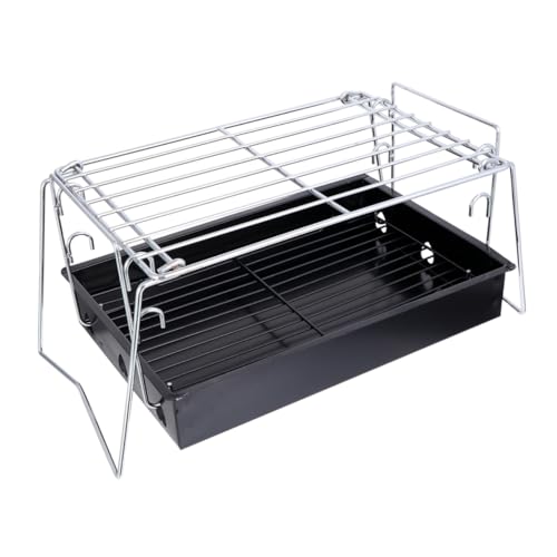 BESTonZON Klappbarer Holzkohlegrill aus Edelstahl Leichter Barbecue Grillrost für Camping und Outdoor Langlebiger Einfacher Aufbau für Personen Tragbarer Grill für Garten und Picknick von BESTonZON