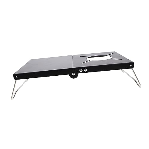 BESTonZON Klapptisch Campingzubehör Campingtisch im Freien klein faltbar außen Falten tragbarer Tisch Grilltisch Wohnmobiltisch Tisch für Camping Picknicktischreisen Rostfreier Stahl Schwarz von BESTonZON