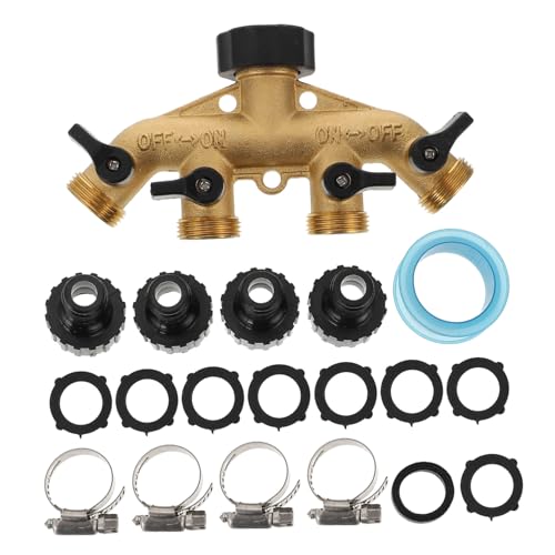 BESTonZON Messing Gartenschlauch Verteiler mit Kugelhahn Fach Wasserhahn Adapter für Gartenbewässerung Tropfbewässerung und Landschaftsbewässerung Dicht Schließend Einfach Bedienbar von BESTonZON