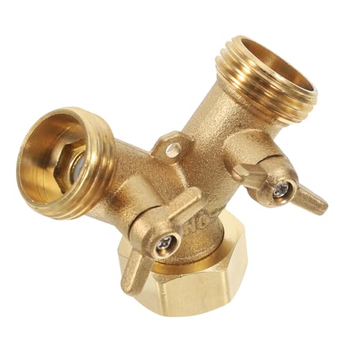 BESTonZON Messing Y Verteiler mit Zwei Absperrventilen Robuster Garten Schlauchanschluss Langlebiger Wasserhahn Splitter für Gleichzeitige Bewässerung Effizienter Y Förmiger Wasserverteiler von BESTonZON