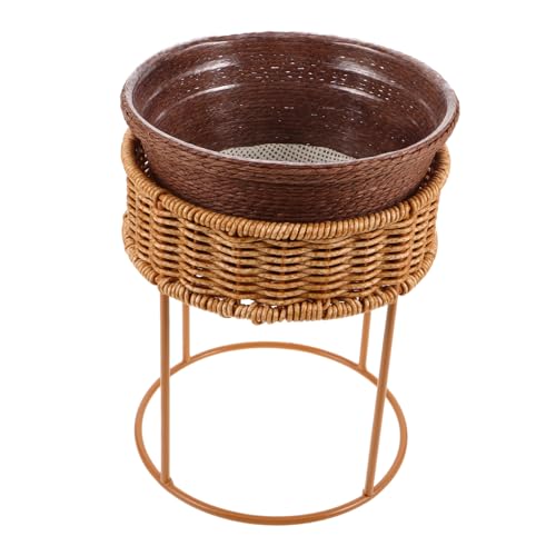 BESTonZON Mini Blumentopfständer Rattan Kompakter Stabiler Pflanzhalter für Desktop Sukkulenten Multifunktionales Tragbares Regal für Büro Wohnzimmer Ablage Platzsparend und Dekorativ von BESTonZON