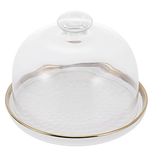 BESTonZON Mini Kuchenglocke Kuchenständer Käseglocke mit Keramik Teller Torten Glas Tortenglocke Lebensmittel Rose Glashaube Gastgeschenk Box für Hochzeit Torten Kuchen Essen Dessert von BESTonZON