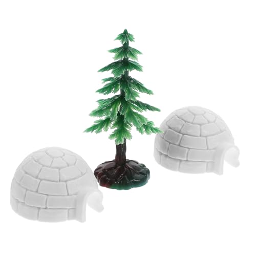 BESTonZON Miniatur Deko mit Realistischen Iglus und Mini Weihnachtsbäumen Langlebige Figuren für Tisch Regal und Sandtisch Landschaft Platzsparend und Vielseitig Verwendbar von BESTonZON
