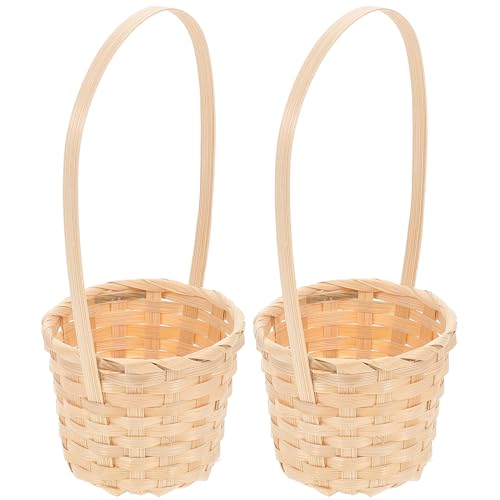 BESTonZON Miniatur Korb Geflochten Kleiner Weidenkorb 8 St¨¹cke Mini Brotkorb Picknickkorb Rattan Korb Blumenkorb Hochzeitskorb mit Henkel f¨¹r Hochzeit Tischdeko Landhaus Deko von BESTonZON