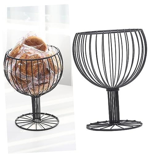 BESTonZON Multifunktionaler Obstkorb in Weinglasform Aufbewahrungskorb Aus Metall Schwarz Für Obst Und Desserts 360° Luftzirkulation Für Küche Und Esszimmer von BESTonZON