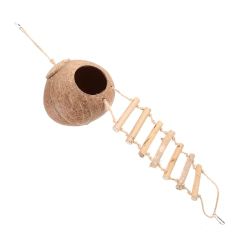 BESTonZON Naturnahes Vogelnest aus Kokosnussschale mit Leiter Hängendes Vogelhaus Dekoratives Schlafnest für Wellensittiche Papageien und Kleine Vögel Teiliges mit Kokosfasermatte BESTonZON Naturnahes Vogelnest aus Kokosnussschale mit Leiter Hängendes Vogelhaus Dekoratives Schlafnest für Wellensittiche Papageien und Kleine Vögel Teiliges mit Kokosfasermatte von BESTonZON