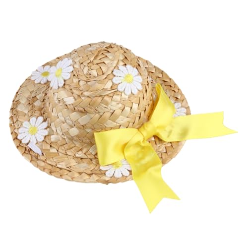 BESTonZON Niedlicher Katzen Strohhut S Geflochtenes Haustier Kostüm Gelb mit Chrysanthemenmuster Für Fotoshootings und Alltag BESTonZON Niedlicher Katzen Strohhut S Geflochtenes Haustier Kostüm Gelb mit Chrysanthemenmuster Für Fotoshootings und Alltag von BESTonZON