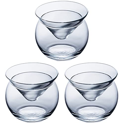 BESTonZON Obstbehälter 3 Riegel Partyteller Küchenhalter Kegel Pudding Whiskey Handbecher Martini Kühlbehälter Borosilikat Verkostung Transparent Kaltdessert Spenderbehälter von BESTonZON