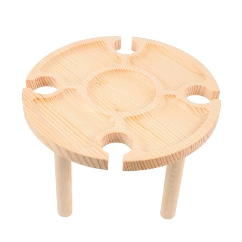 BESTonZON Outdoor Weintisch Tragbarer Snack und Desserttisch für Camping und Gartenpartys Leicht und mit für Weinflasche Gläser und Teller von BESTonZON