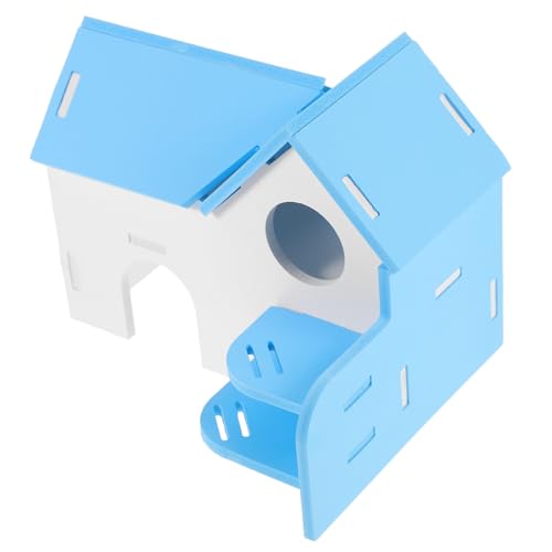 BESTonZON PVC Hamsterhaus mit Leiter Kleines Dekoratives Versteck für Meerschweinchen und Zwerghamster Stabiles Langlebiges PVC Häuschen in Blau für Kleintierkäfige und Spielspaß BESTonZON PVC Hamsterhaus mit Leiter Kleines Dekoratives Versteck für Meerschweinchen und Zwerghamster Stabiles Langlebiges PVC Häuschen in Blau für Kleintierkäfige und Spielspaß von BESTonZON