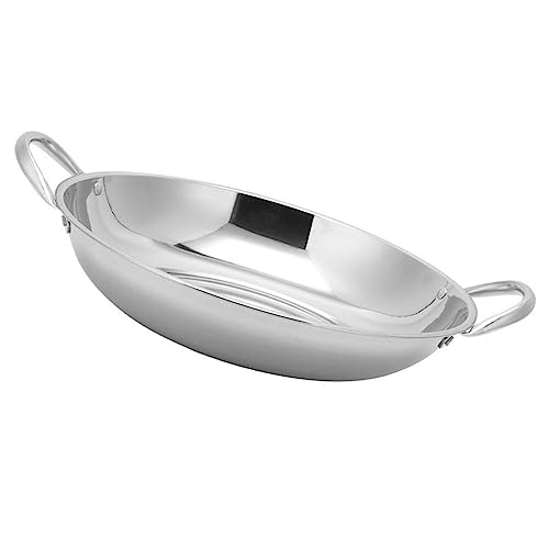 BESTonZON Paella-Pfanne Mit Griffen 28 Cm Koreanischer Stil Brathähnchentopf Snackteller Aus Edelstahl Serviertablett Antihaftbeschichtete Bratpfannen Meeresfrüchtetopf Für Campingofen von BESTonZON