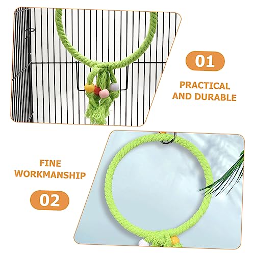 BESTonZON Papageien Schaukelspielzeug Hängende Kauspielzeug aus Robustem Baumwollseil Großer Grüner Ring Langlebig und Beißfest Geeignet als Vogelspielplatz für Wellensittiche und Sittiche von BESTonZON