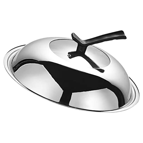 BESTonZON Pfannendeckel Universal Topfdeckel Wok Abdeckung Bratpfannen Abdeckung Edelstahl Verdicken Ersatzdeckel Glasdeckel für Kochtopf Auflauf Töpfe Pfannen Grill Zubehör 34CM von BESTonZON