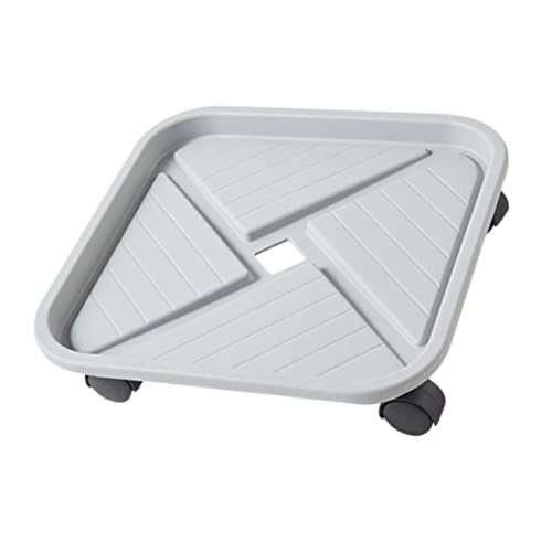 BESTonZON Quadratischer Pflanzentopfständer mit Drehbaren Rädern Verstärktem Kunststoff Rutschfestem Gitterdesign Wasserauffangfunktion Mobiler Blumentopfroller für Innen Außenbereiche von BESTonZON