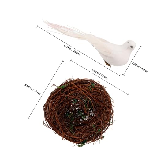 BESTonZON Rattan Vogelnest mit Weißen Deko tauben Handgefertigtes Geflochtenes Vogelhaus Wetterfestes Gartendekor für Balkon Garten Rasen und DIY deko Natürliche Optik BESTonZON Rattan Vogelnest mit Weißen Deko tauben Handgefertigtes Geflochtenes Vogelhaus Wetterfestes Gartendekor für Balkon Garten Rasen und DIY deko Natürliche Optik von BESTonZON