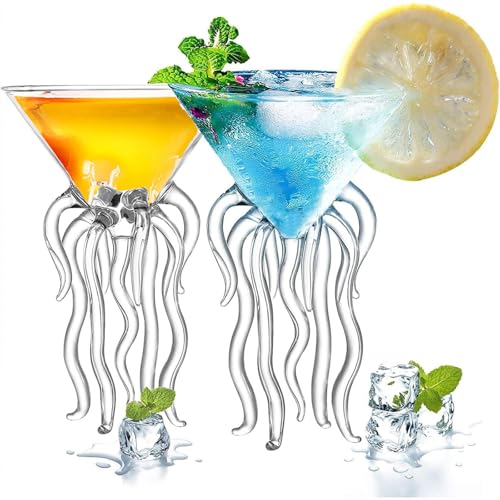 2 Stück Kreative Cocktailgläser Set - Transparentes Kristallglas Für Martini, Brandy, Likör - Einzigartige Wasser- Und Weingläser Für Partys Und Zuhause von BESTonZON