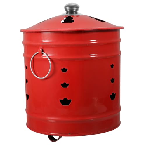 BESTonZON Roter Emaille Verbrennungseimer Hitzebeständiger Abfallbrenner für Zuhause und Garten zum Verbrennen von Papier Müll und Laub mit Belüftungsöffnungen für Vollständige Verbrennung BESTonZON Roter Emaille Verbrennungseimer Hitzebeständiger Abfallbrenner für Zuhause und Garten zum Verbrennen von Papier Müll und Laub mit Belüftungsöffnungen für Vollständige Verbrennung von BESTonZON