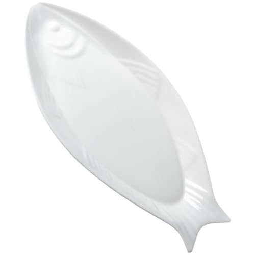BESTonZON Salatteller Tauchschale Servierplatte Restaurant-tablett Käsesortiment Gedünsteter Fischteller Familienteller Gedämpfter Fischteller Essensteller Fischdampf Mikrowelle Keramik Weiß von BESTonZON