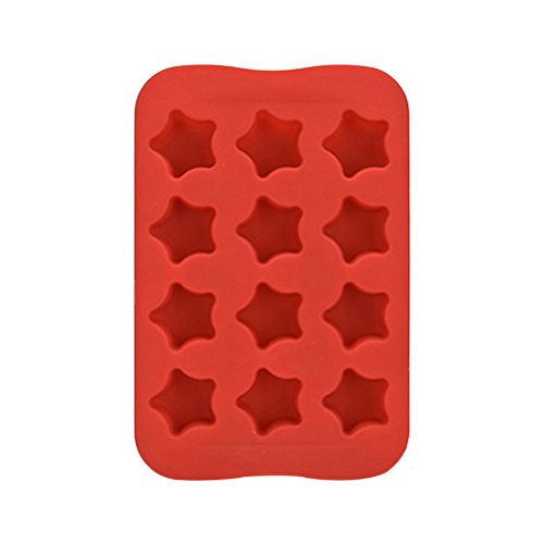 BESTonZON Silikon Eiswürfelform Schokoladenform Pralinenformen Hitzebeständige Sterne Form für DIY Schokoladen Pudding Süßigkeit Gelee 12 Gitter (Rot) von BESTonZON