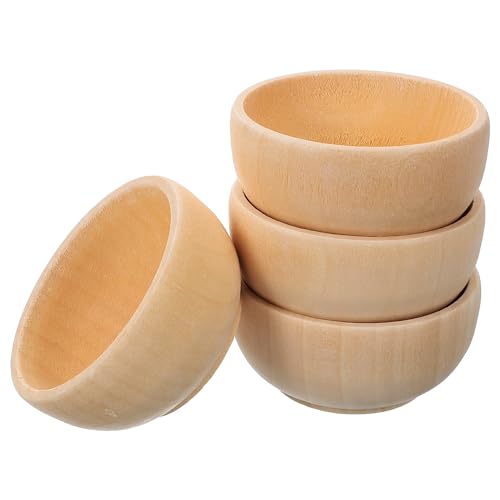 BESTonZON 4 Stk Holzschüssel Sortierschalen Holz Holzschalen Zum Bemalen Diy Holzschalen Gewürzschalen Aus Holz Diy Unfertige Schalen, Miniatur-Holzschüsseln Holzschüssel Modell Simulierte Küche von BESTonZON