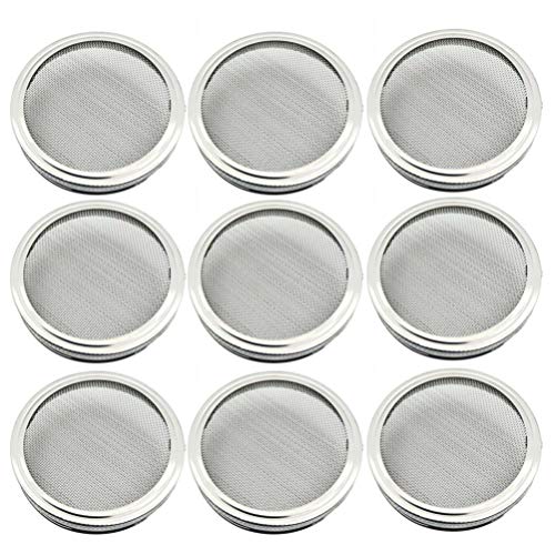 BESTonZON Sprossengläser Deckel Edelstahl Keimglasdeckel 86mm 9 Stücke Keimdeckel Siebdeckel für Gläser Einmachglas Wachsende Sprösslingen Samen Keimgerät Sprossensystem Sprossenzucht von BESTonZON