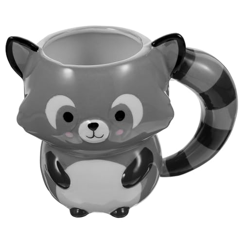 BESTonZON Office Süße Tier-Waschbär-Kaffeetasse 3D-Waschbär-Tasse Teetasse Cartoon-Tier-Teetasse Büro Zuhause Wasserbecher Bürolocher von BESTonZON