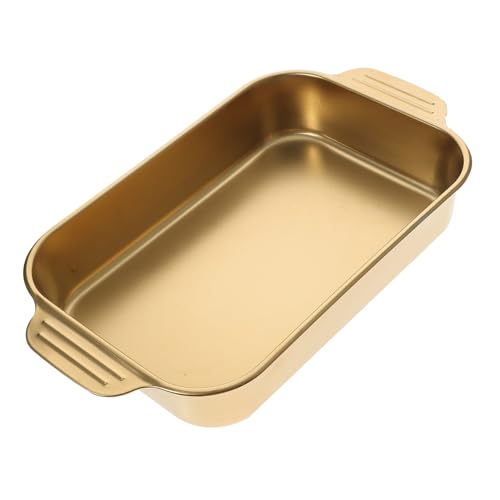 BESTonZON Tablett Aus Edelstahl Pfannenwender Kleines Serviertablett Servierplatte Essenstablett Servierpfanne Teller Zum Servieren Von Speisen Servierteller Golden Rostfreier von BESTonZON
