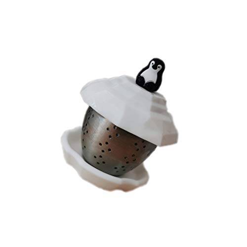 BESTonZON Teesieb Edelstahl Teeei mit Mini Pinguin Figur Deckel Schwimmend Lose Blatt Tee Filter für Teekanne Tasse Becher Teezubehör Zuhause Büro Teeliebhaber Geschenk von BESTonZON