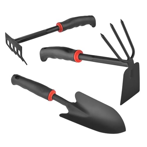 BESTonZON Teiliges Gartengeräte Robustem Eisen mit Breiter Schaufel Doppelseitiger Hacke und Rechen Ergonomischer Rutschfester Griff für Balkon Topfpflanzen Unkrautentfernung und von BESTonZON
