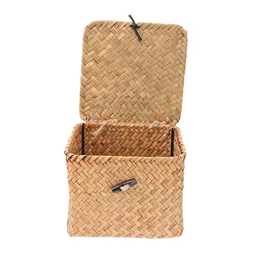 BESTonZON Korb Aus Rohrkolben Und Kordel Geflochten Mit Deckel Quadratisch Orange Kleine Organizerbox Für Teeaufbewahrung Halteraufbewahrung Für Zuhause BESTonZON Korb Aus Rohrkolben Und Kordel Geflochten Mit Deckel Quadratisch Orange Kleine Organizerbox Für Teeaufbewahrung Halteraufbewahrung Für Zuhause von BESTonZON