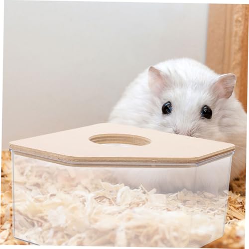 BESTonZON Transparente Hamster Sandbadewanne mit Deckel Großer Dreieckiger Sandkasten für Hamster Rennmäuse und Kleintiere Sandbadbarer Badeplatz mit Glatten Kanten für Sicheres Waschen und von BESTonZON