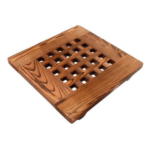 BESTonZON Pflanzenroller Mit Drehbaren Rädern Vintage Holzblumentopf-Tray Abnehmbarer Untersetzer Für Drinnen Und Draußen Stabiler Pflanzenwagen Für Große Blumentöpfe von BESTonZON