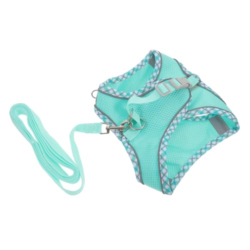 BESTonZON Verstellbares Hundegeschirr Set für Kleine Hunde Reflektierendes Leichtes Hundeweste Geschirr mit Tragbares Welpengeschirr für und Training Grün von BESTonZON