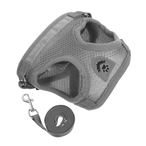 BESTonZON Verstellbares Katzen und Kleinhundgeschirr Set Atmungsaktive Mesh Weste Robust und Ausbruchsicher Leicht für Outdoor Spaß Stilvolles Graues Geschirr für Kleine Haustiere von BESTonZON