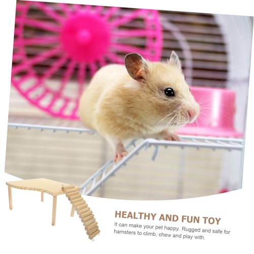 BESTonZON Vielseitiger Holz Spielplatz für Hamster und Kleine Nager Verschleißfestes Klettergerüst mit Plattform Langlebig und Beißfest als Käfigzubehör für Gesunde Bewegliche Haustiere von BESTonZON