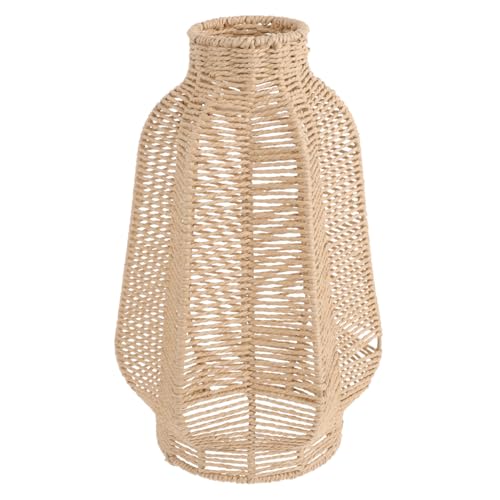BESTonZON Vintage Lampenschirm aus Papiergeflecht Retro Deckenlampe Lampenschirm Handgewebter Boho Stil Wohnzimmer und Teestube Rustikale Hängeleuchte von BESTonZON