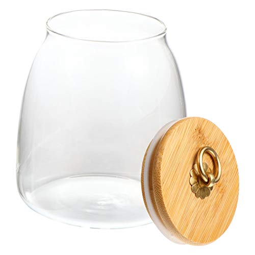 BESTonZON Vorratsglas Transparent Glas Vorratsdose 900 ML mit Holzdeckel Kaffee Tee Süßigkeiten Gewürze Kräuter Nuss Lebensmittel Küche Behälter Borosilikatglas Glasbehälter Mit Deckel von BESTonZON