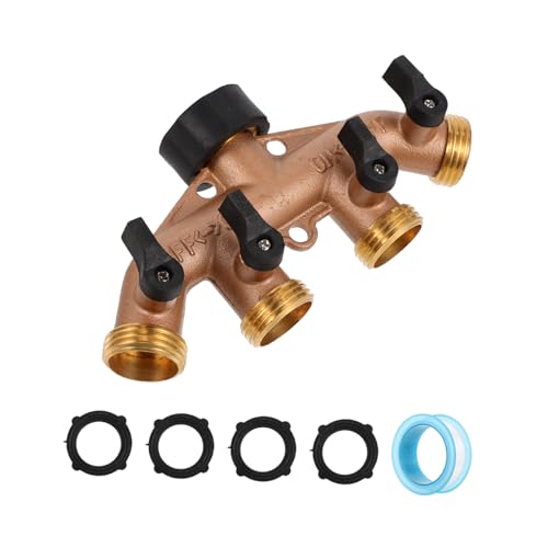 BESTonZON Wege Gartenschlauch Verteiler mit Absperrventilen Messing Adapter Robuster Wasserhahn Verteiler für Gartenbewässerung Gemüse Pflanzen und Autowäsche Dicht und Einfach zu Verbinden von BESTonZON