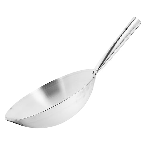 BESTonZON Wok Aus Edelstahl Küchenwok-Topf Wok-Bratpfanne Wok-Pfanne Mit Flachem Boden Bratpfanne Abnehmbarer Griff Kochgeschirr Pfannen Zum Kochen Pfannenwoks Induktion von BESTonZON