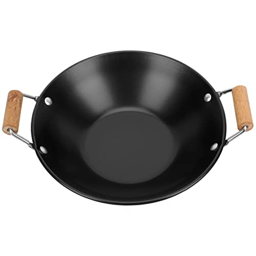 BESTonZON Wokpfanne Induktion Eisenpfanne Edelstahl Wok Bratpfanne mit Griff Beschichtete Pfanne Hot Pot Wok Doppeltopf Servierpfanne Kochgeschirr für Alle Herdarten Küche Zuhause Induktionsgeeignet von BESTonZON