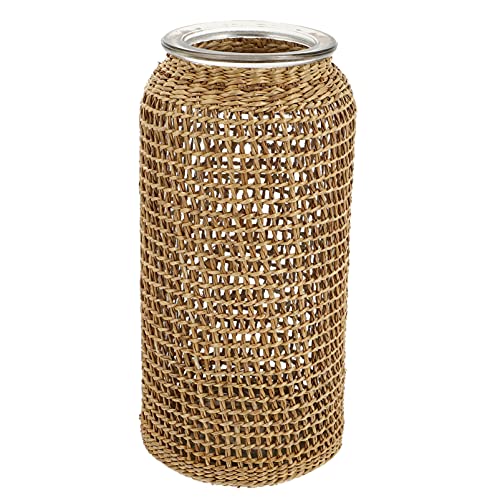 BESTonZON Woven Glas Vase Desktop Blume Vase Vintage Wicker Vase Japanischen Blume Vasen Seegras Gewebt Vase Tisch Center Licht von BESTonZON