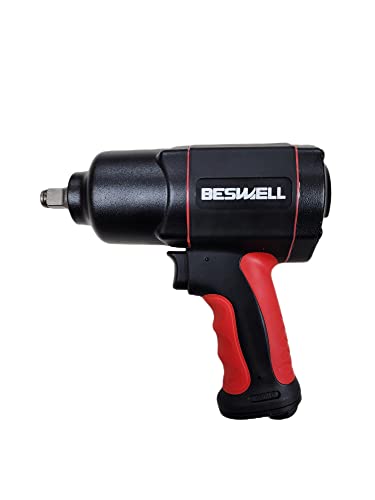 Beswell-BW-112FN1- Druckluft-Schlagschrauber - max. Lösemoment 1600 Nm, Vierkant 12,5 mm (1/2 Zoll) - vibrationsarmer Druckluftschrauber zum Anziehen und Lösen von Schrauben von BESWELL
