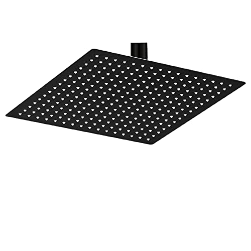 BESy 12 Zoll Regendusche Duschkopf Badezimmer, Kopfbrause Hochdruck Wassersparend Eckig Edelstahl 304 30,5cm, 1/16 Zoll ultradünn, Wasserfall Duschkopf mit Anti-Kalk-Düsen, Mattschwarz BESy 12 Zoll Regendusche Duschkopf Badezimmer, Kopfbrause Hochdruck Wassersparend Eckig Edelstahl 304 30,5cm, 1/16 Zoll ultradünn, Wasserfall Duschkopf mit Anti-Kalk-Düsen, Mattschwarz von BESy