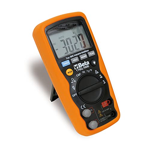Beta, Orange 1760/RMS Industrie-Digitalmultimeter, Kfz Werkzeug zum Batterieprüfen (Genau und robust für Extrembedingungen, undurchlässig IP67, Schutz bis 1000 V, Selbstabschaltung), Gummi von Beta