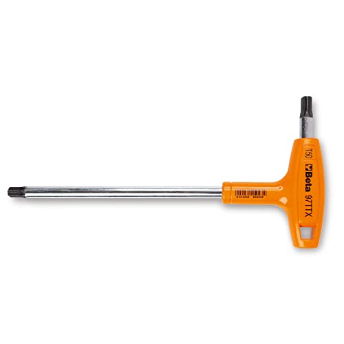 Beta 97TTX 25 Stiftschlüssel mit Griff für Torx-Schrauben, Schraubenzieher, Schraubendreher (gebogener Sechskant-Schlüssel, hochwertiger Quergriff, platzsparendes Werkstattzubehör), Orange von Beta