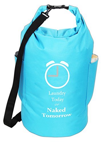 BETEC Wäscherucksack 45 L Stylischer Wäschekorb Wäschesack Wäschesammler Wäschebox Wäschebeutel mit Tragegurt zum Zusammenrollen Laundry Today or Naked Tomorrow von BETEC