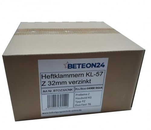 Heftklammern Z 32 CNKHA 32mm verzinkt passend für Prebena Z Haubold KG 725 KL-57 (1Box=14,3 Mille) von BETEON24