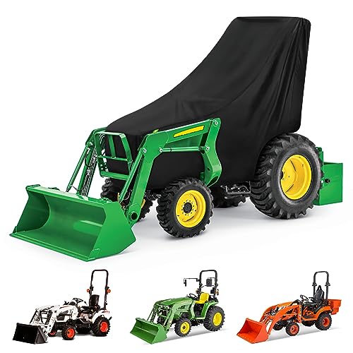 Wasserdichte kompakte Traktorabdeckung, 210T Sonnen-, Regen-, Staub-, Schneeschutz, Rasenmäherabdeckung mit Baumwollfutter für Kubota, Mahindra, Bobcat, John Deere 2320 2520 2720 3120 3320 3520 3720 von BETERNY