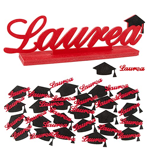 1 Set Italienisch „Laurea“ Abschlussdeko Desktop Dekoration Tisch Ornament Filz Deko für Abschlussfeiern Streudeko vom Studium Universität Hochschule Abitur von BETESSIN